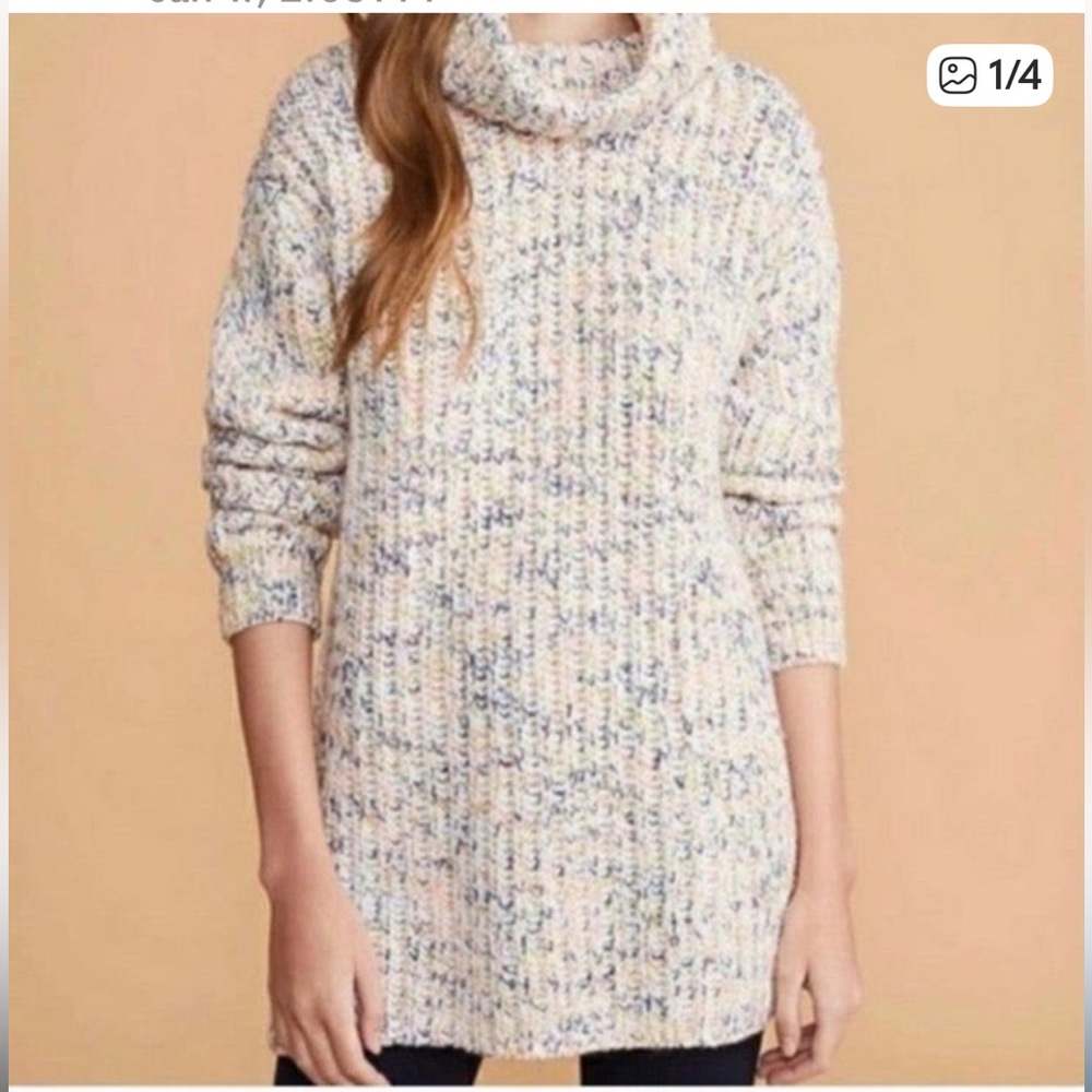 NWOT Lou & Grey for Loft Size Small Loose TurtleNeck braided sweater Multicolor